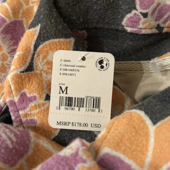 Free People We The Free Printed Ruby Jacket In Charcoal Combo - Picture 6 of 6